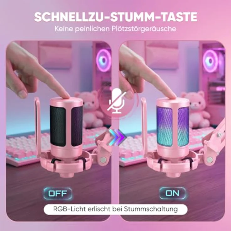 FIFINE Gaming Mikrofon Typ A/C USB mit Arm, RGB-Beleuchtung, Stummschalttaste, Popfilter und Shock Mount für PC, MAC, PS4, PS5 – Bild 4