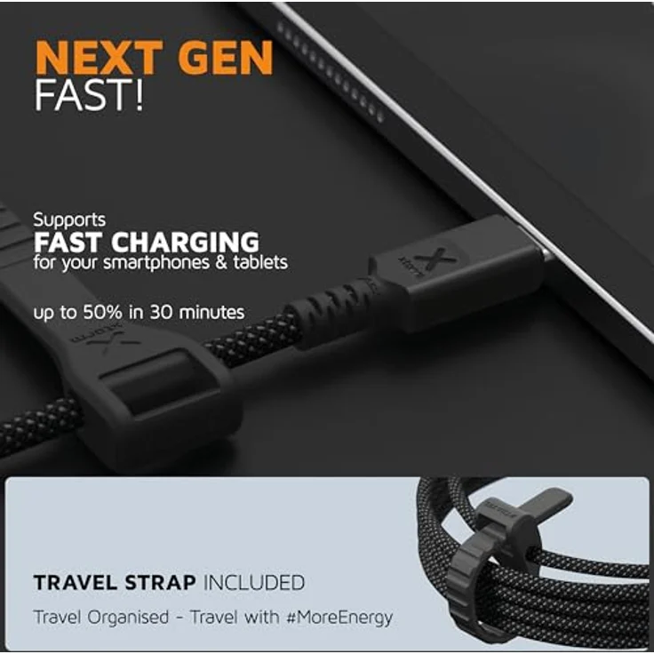 Xtorm Next Gen USB-A zu USB-C Kabel, 3 Meter, extra flexibel und langlebig, schwarz – Bild 4