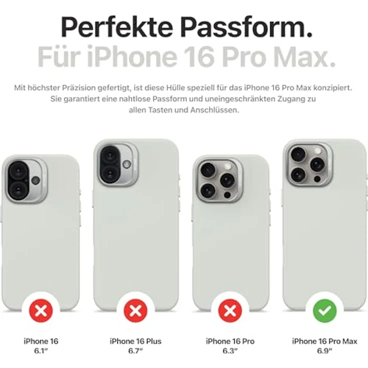 Decoded Antimikrobielle Silikon-Hülle mit MagSafe für iPhone 16 Pro Max - Grau, stoßfest, mit erhöhter Bildschirmkante und Mikrofaser-Futter – Bild 2