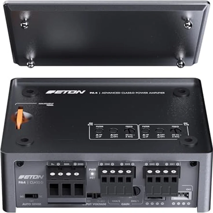 Eton PA4, 4-Kanal Micro-Verstärker, Class D Amp mit 2 x 45 + 2 x 80 Watt, Gunmetal Grey – Bild 4