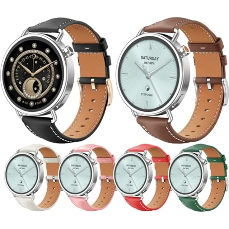 GIOPUEY Armband für Xiaomi Watch S4 41mm, Verschleißfestes Echtleder Armband, Atmungsaktiv - Pink – Bild 5