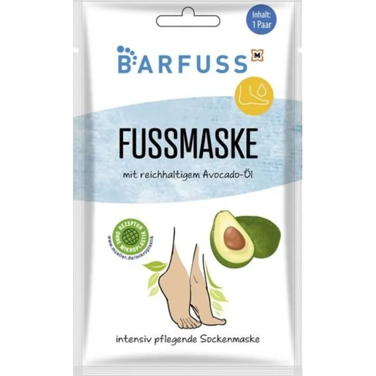 BARFUSS Fußmaske mit Avocadoöl – 1 Paar pflegende Sockenmaske für geschmeidige Füße