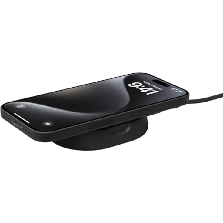 Belkin BoostCharge Pro induktive Ladestation 15W, Qi2-Ladegerät, kabelloses Ladegerät, kompatibel mit MagSafe, kabelloses Qi2-Ladestation für Apple iPhone 15 und mehr, inkl. 20-W-Netzteil – Schwarz – Bild 2