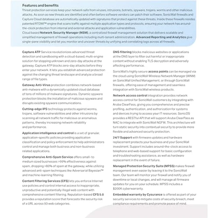 SonicWall TZ480 (03-SSC-1835), Firewall der nächsten Generation mit 2 Gbit/s Durchsatz, 1,5 Gbit/s Bedrohungsprävention, sicheres SD-WAN und Zero-Touch-Bereitstellung für schnelle Installation – Bild 5