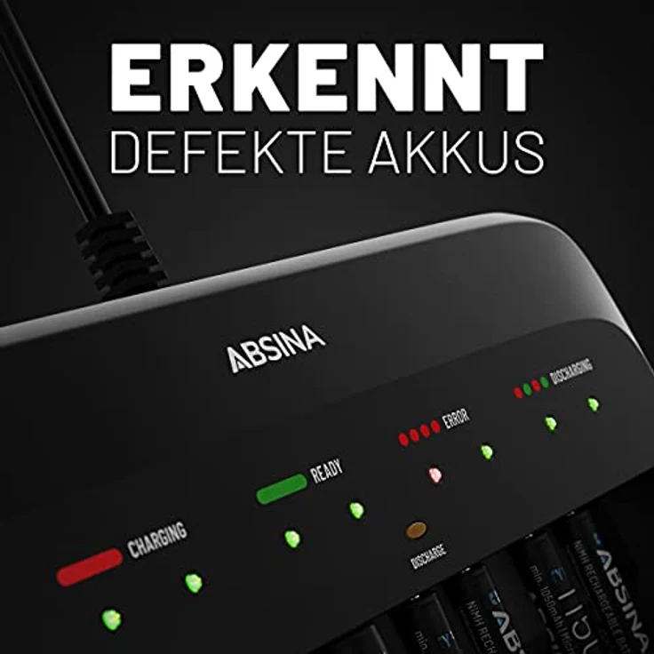 ABSINA X10 Ladegerät für 1-8AA-AAA & 1-2 9-V Akkus – Bild 3