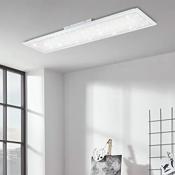 BRILONER Leuchten - LED Panel, Deckenlampe inkl. Sternendekor, Deckenleuchte dimmbar, Farbtemperatursteuerung (CCT), inkl. Fernbedienung, 24 Watt, 2.200 Lumen, Weiß, 1000x250x65mm (LxBxH), 7308-016 – Bild 4