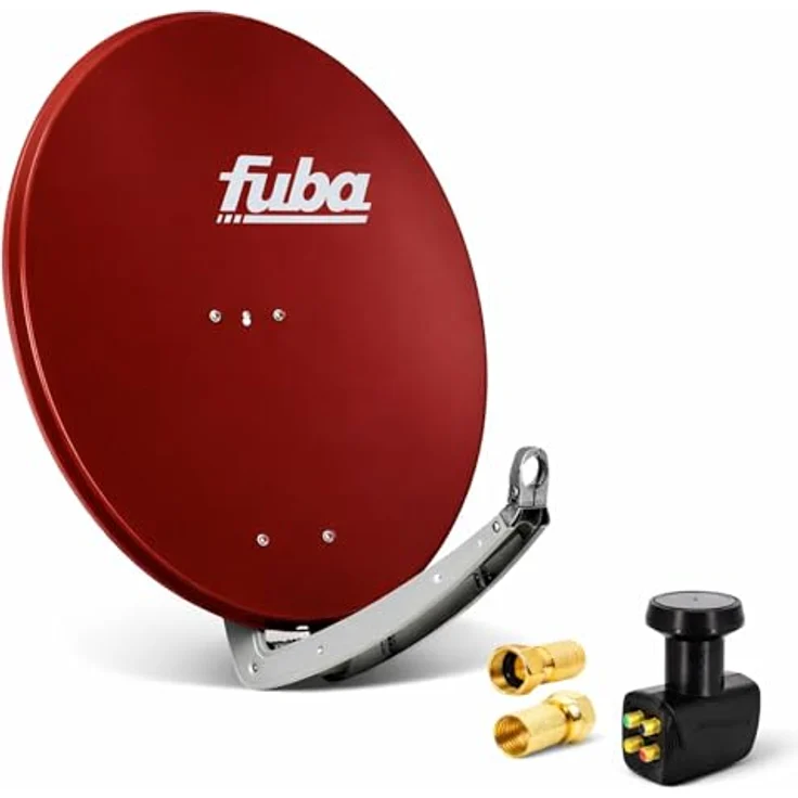 Fuba DAA 780 R Satellitenantenne, 74x84 cm Schüssel in Rot, PremiumX Quad LNB für 4 Teilnehmer, hoher Antennengewinn 39,53 dB – Bild 1