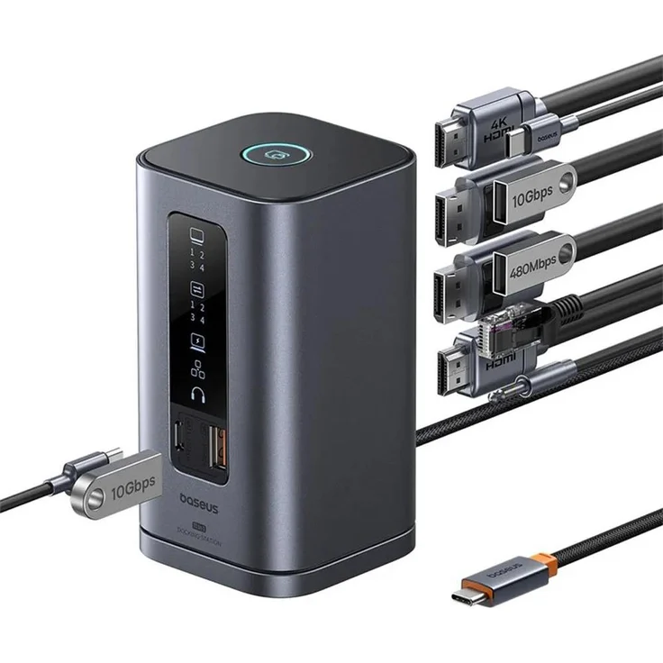 Baseus Spacemate 11-in-1 Docking Station, USB-C Dock mit umfangreicher Anschlussvielfalt für Windows