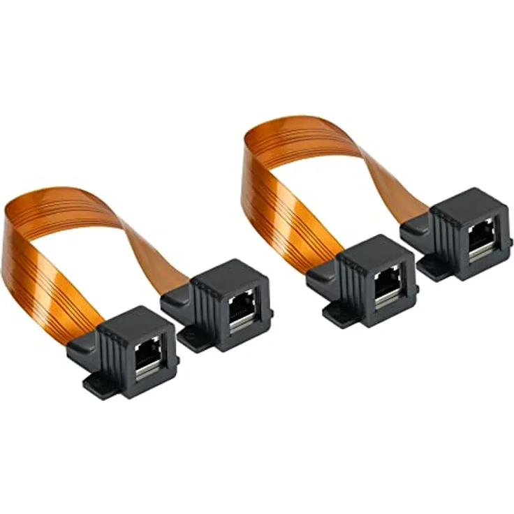 Good Connections RJ45 Ethernet LAN Tür-/Fensterdurchführung - 2er-Spar-Set, extrem flach - beidseitig RJ45-Buchse - Gesamtlänge inkl. Stecker 25 cm, Flexible Länge 18 cm