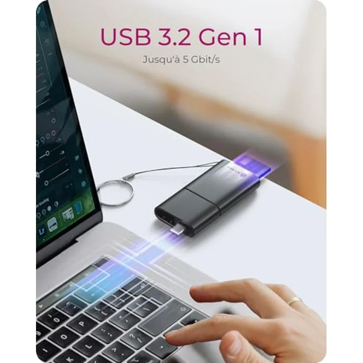 ICY Box IB-CR204-CU3, 2-in-1 Kartenleser USB-C/A für SD & microSD bis 2 TB, 5 Gbit/s, kompakt und mobil, Plug & Play mit LED-Anzeige – Bild 5