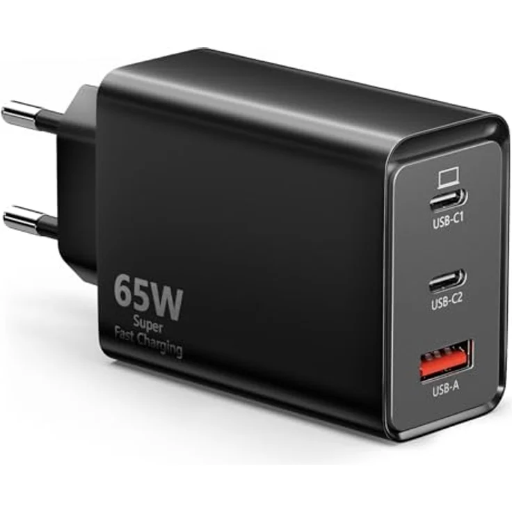 sccvee USB C Ladegerät 65W, 3-Port mit 2 USB-C und 1 USB-A, PPS Schnellladegerät mit PD+QC, kompatibel mit MacBook Pro/Air, iPhone 12/13/14/15/16 Pro Max und Samsung Galaxy S22/S23/S24 – Bild 1