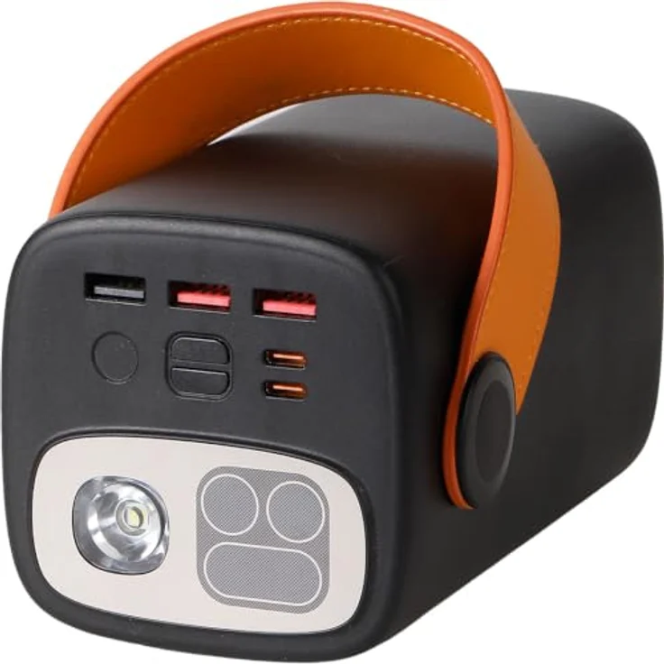ideoon Powerbank 60000mAh, 100W, USB-C PD Externer Akku mit LED Lampe und Dimmstufen für Laptop, Notebook, Smartphone - Schwarz/Orange – Bild 7