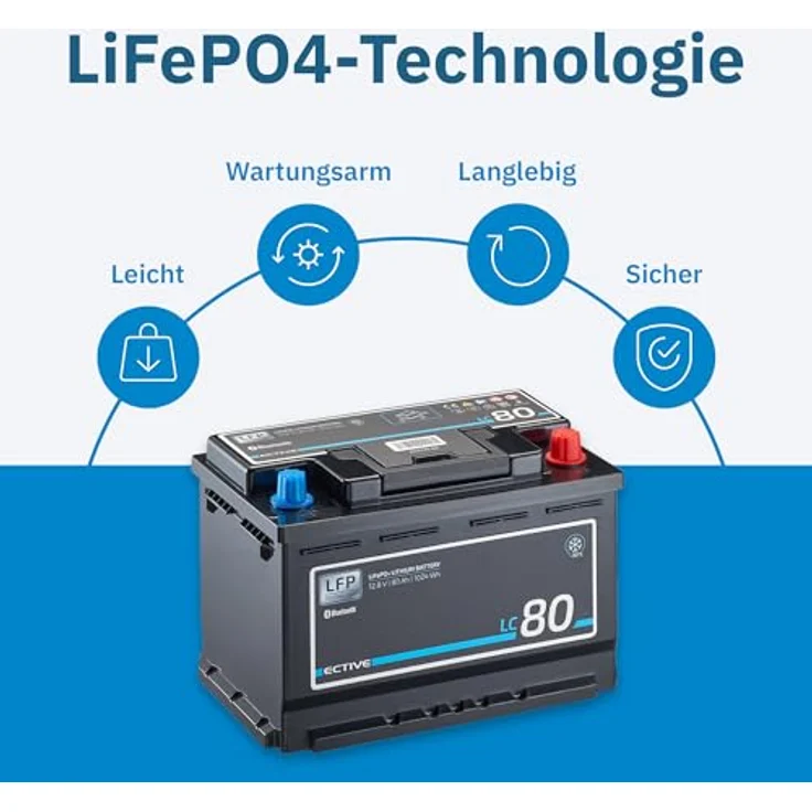 ECTIVE LC 80 LT 12V LiFePO4 Lithium Versorgungsbatterie 80 Ah, hohe Lebensdauer und integriertes Batterie-Management-System – Bild 3