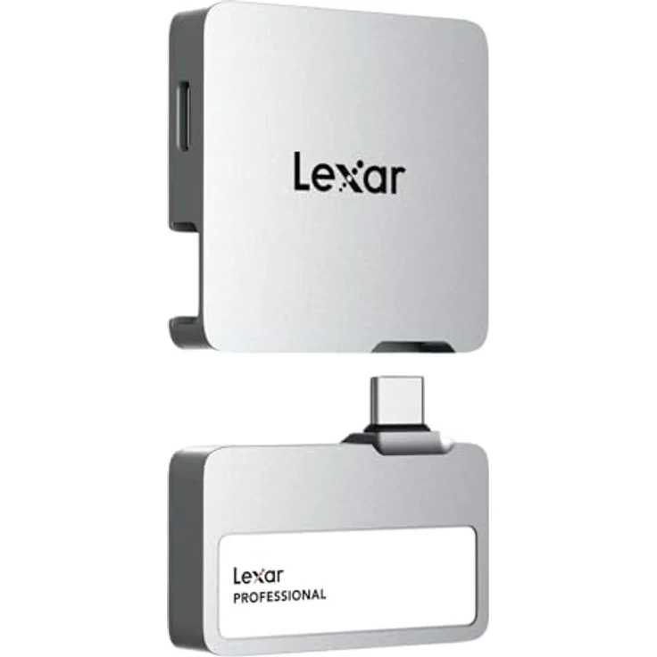 Lexar Professional Go Portable SSD mit HUB 2TB, ultrakompakt, unterstützt Apple ProRes, bis zu 1050MB/s Lesen und 1000MB/s Schreiben, USB 3.2 Gen 2, IP65, für iPhone 15/16, Silber – Bild 1