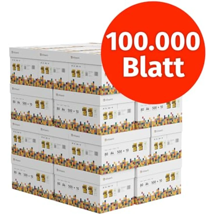 Infowerk Druckerpapier Kopierpapier Premium Weiß 80g 100000 Blatt 20 x 5000 A4 Testsieger PEFC – Bild 2