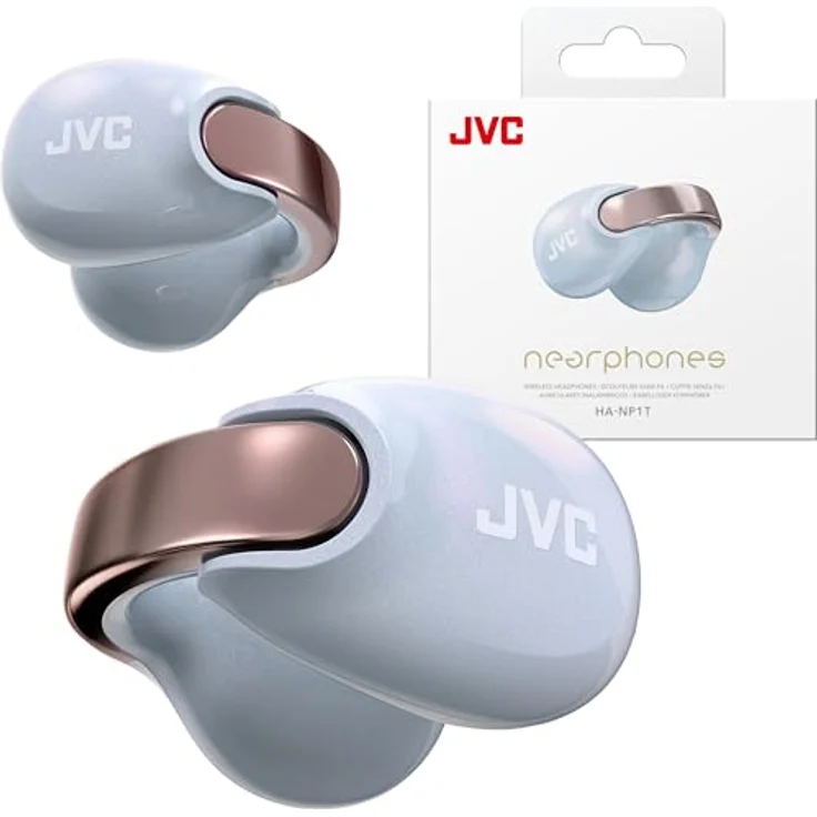 JVC Nearphones HA-NP1T-AN, kabellose Ohrhörer im Earcuff-Design, Bluetooth 5.3, IPX4, Perlmutt-Optik – Bild 8