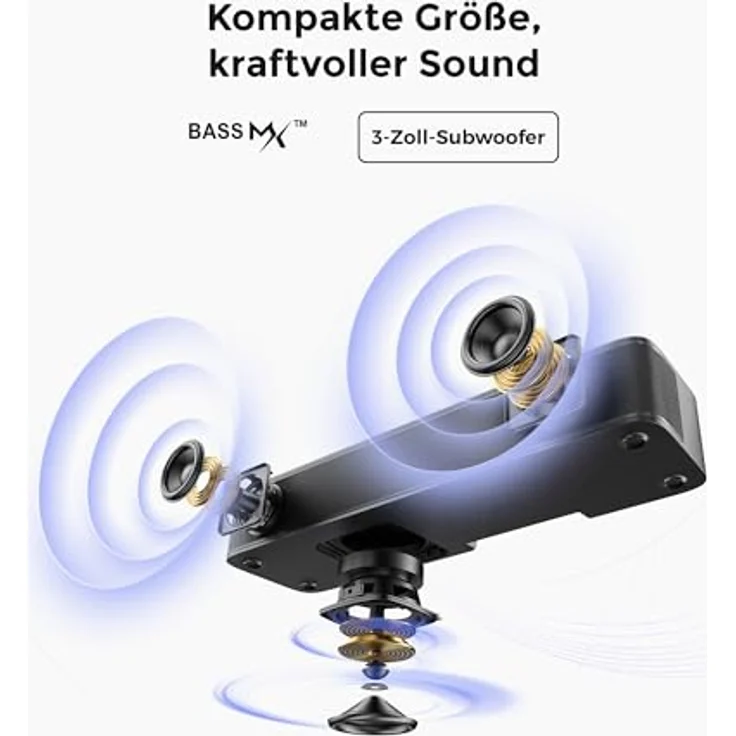 ULTIMEA Poseidon M20 Pro, 2.1 Soundbar mit integriertem Subwoofer, 132W, Bluetooth 5.4, APP-Steuerung, 121 EQ-Matrizen, verstellbarer Bass, optischer Eingang und AUX – Bild 3