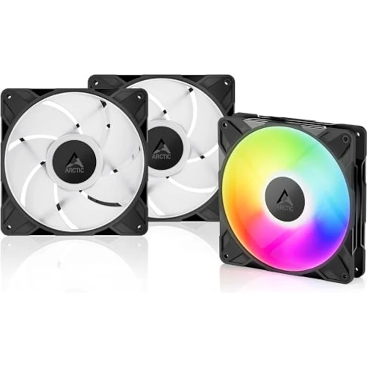 ARCTIC P14 Pro A-RGB PWM-Lüfter, 3er-Pack, 140mm, schwarz, hoher statischer Druck, adressierbare RGB-Beleuchtung, leises Fluidlager – Bild 1