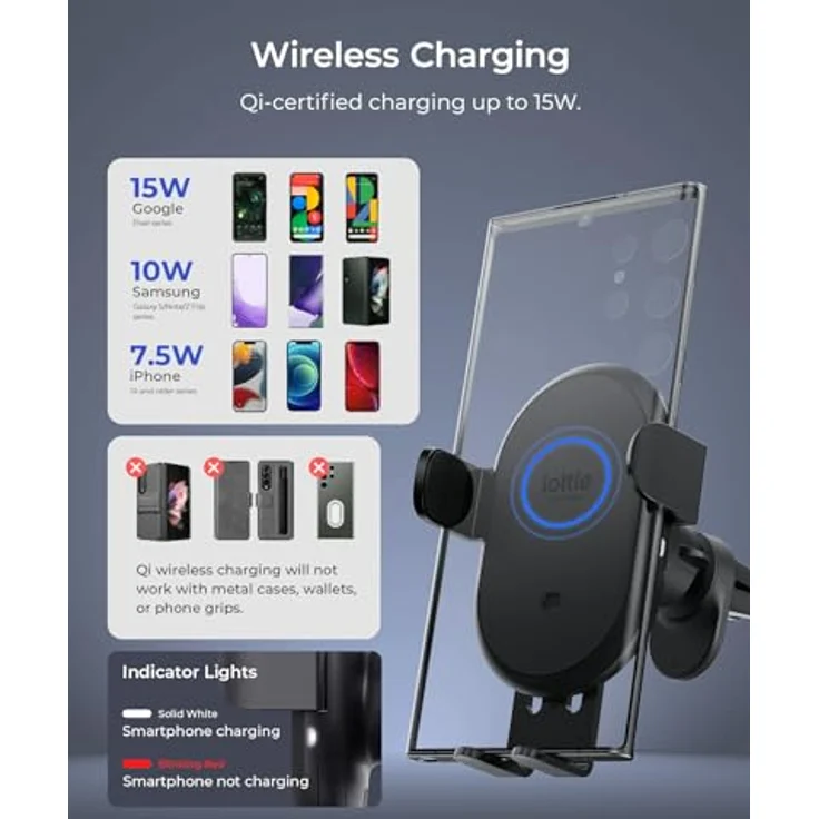 iOttie Auto Sense 2, Qi-zertifizierte Smartphone Halterung mit automatischer Erkennungsfunktion und 15 W Wireless Charging, Schwarz – Bild 3