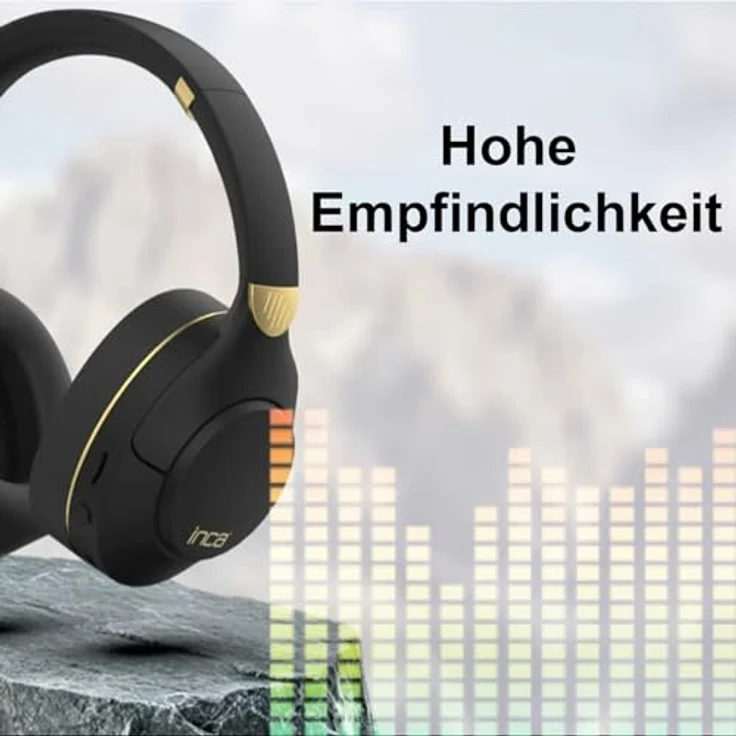 İnca IBK-503 Bluetooth Kopfhörer, kabellose Over-Ear-Headsets mit Mikrofon, 12 Stunden Wiedergabe, AUX & SD-Kartenslot, ergonomisches Design, Schwarz – Bild 4