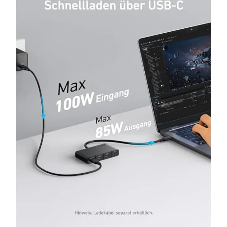 Anker USB-C Hub, 4-Port 10Gbps USB 3.2 Display-Hub mit 100W PD-IN, für MacBook Pro/Air, iPad, iPhone 15, Surface Pro, Dell, HP, 4K@60Hz, kompaktes Gehäuse aus 75% recyceltem Material – Bild 4