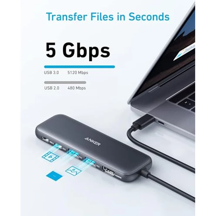 Anker USB C Hub, 332 USB-C Hub (5-in-1) mit 4K-HDMI-Display, Pass-Through-Ladung und 5 Gbit/s Datenübertragung – Bild 5