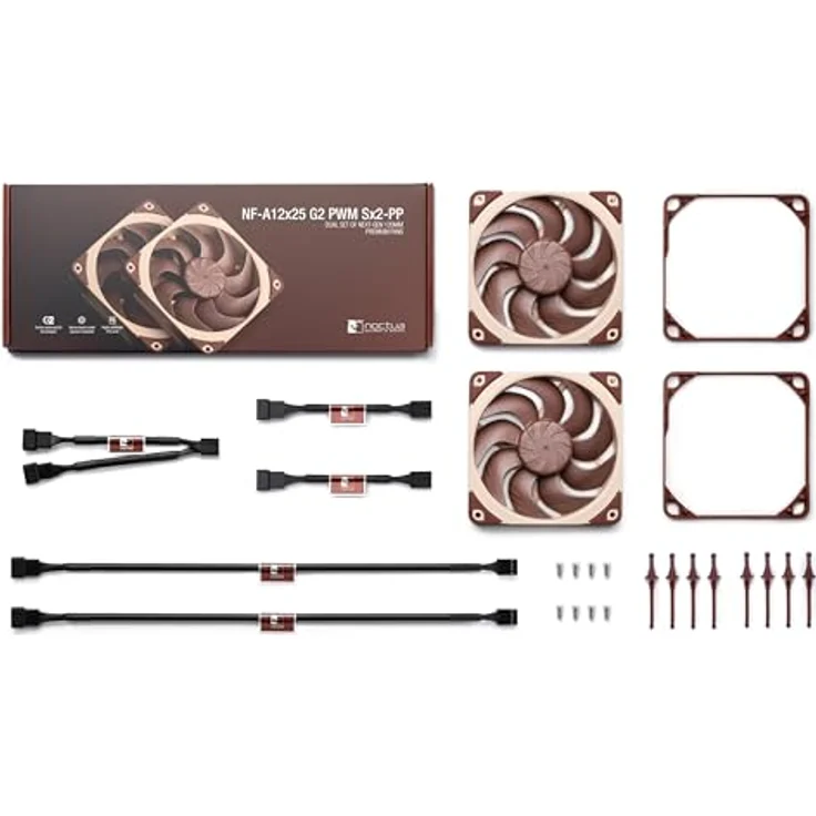 Noctua NF-A12x25 G2 PWM Sx2-PP, Doppellüfter-Set für Push-Pull und Side-by-Side Anwendungen, 120x25mm, braun – Bild 3