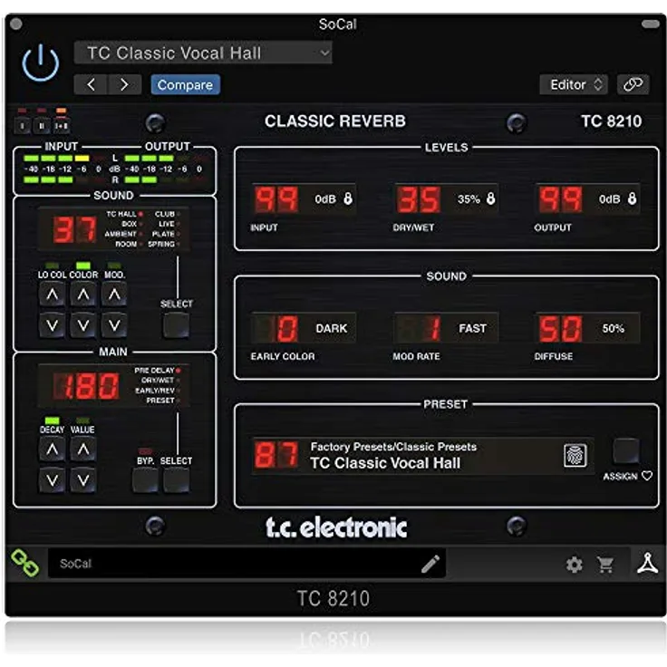 TC Electronic TC8210-DT Classic Mixing Reverb Plug-in mit optionalem Hardware-Controller und Signature-Presets