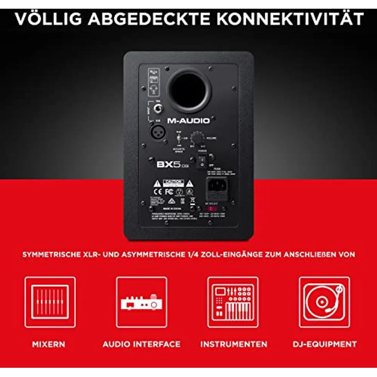 M-Audio BX5 D3 - Kompakter 2-Wege 5-Zoll Studiomonitor - Lautschprecher, aktiv, für Musikproduktion oder Mixen, mit integrierter akustischer Raumsteuerung, 1 Stück Einbau-Lautsprecher - 100 Watt - schwarz – Bild 5