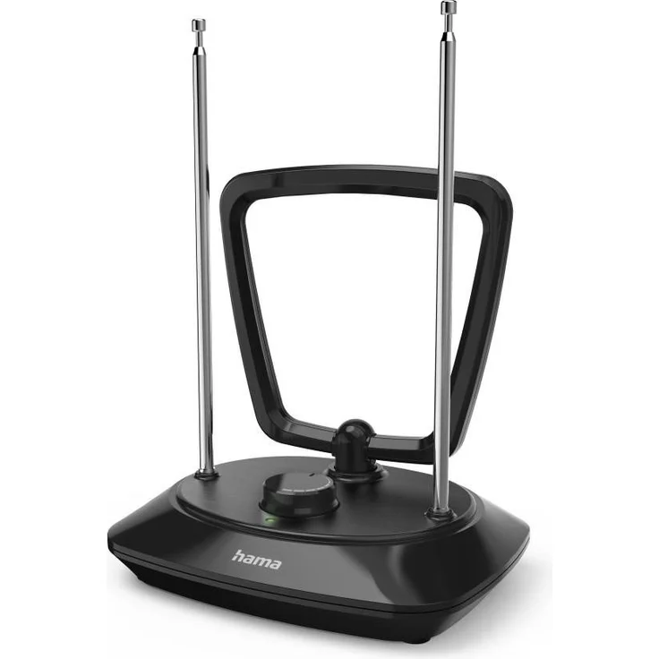 Hama Aktive Zimmerantenne schwarz für DAB+, DAB, DVB-T2, UKW, LED Anzeige - ringförmig, LTE Filter 5G, einstellbare Verstärkung - TV, Radio – Bild 1