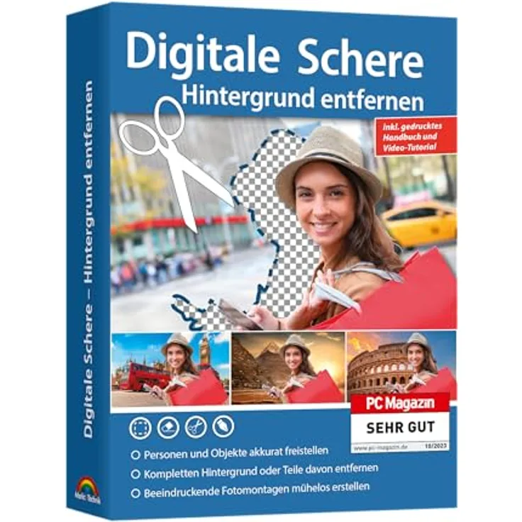 Hintergrund entfernen - Digitale Schere - Personen und Objekte akkurat Freistellen, Fotomontage Bildbearbeitung für Win 11, 10, 8.1, 7
