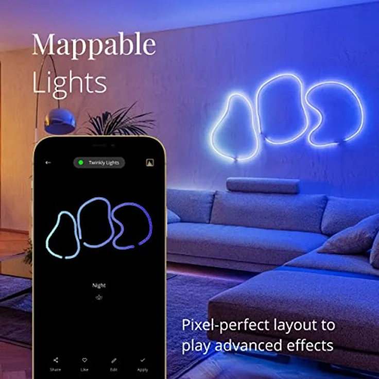 Twinkly Flex – App-gesteuerter Flexibler Lichtschlauch mit RGB (16 Millionen Farben) LEDs. 3 Meter. Weißer Kabel. Innen Smart Home Dekoration Licht - Preisvergleich – Bild 3