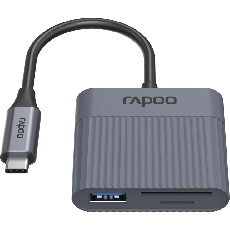 Rapoo UCR-3011, Kartenlesegerät für MicroSD und SD, USB 3.2 Gen 1 Type-C, Schwarz/Grau, 5000 Mbit/s