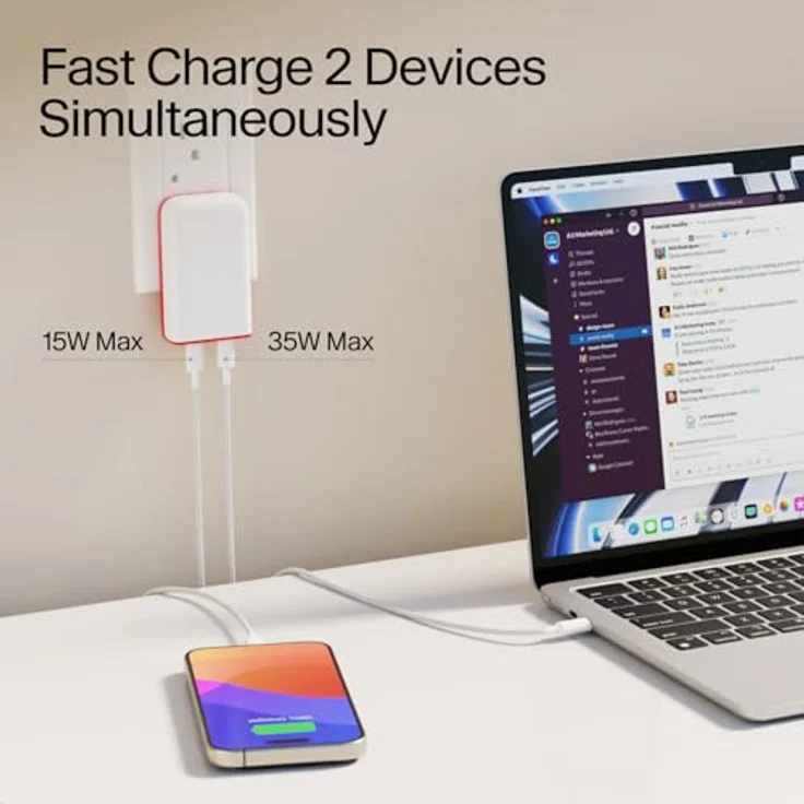 TwelveSouth PlugBug Travel 50W, USB-C-Ladegerät mit Find My, kompaktes Design, weiß-rot – Bild 6