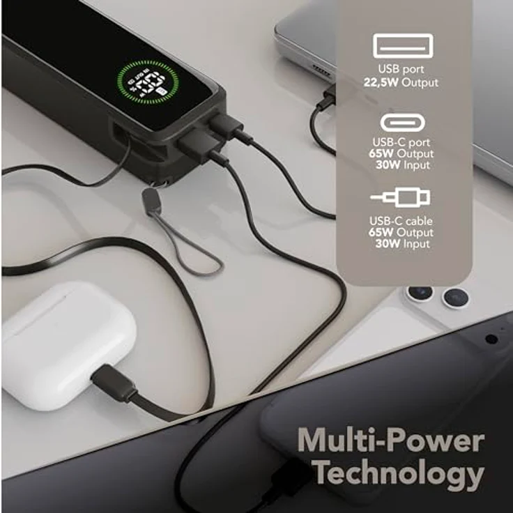 Cellular Line Roller 20000 mAh Powerbank, USB Typ-C, Schwarz, Versandkostenfrei – Bild 3