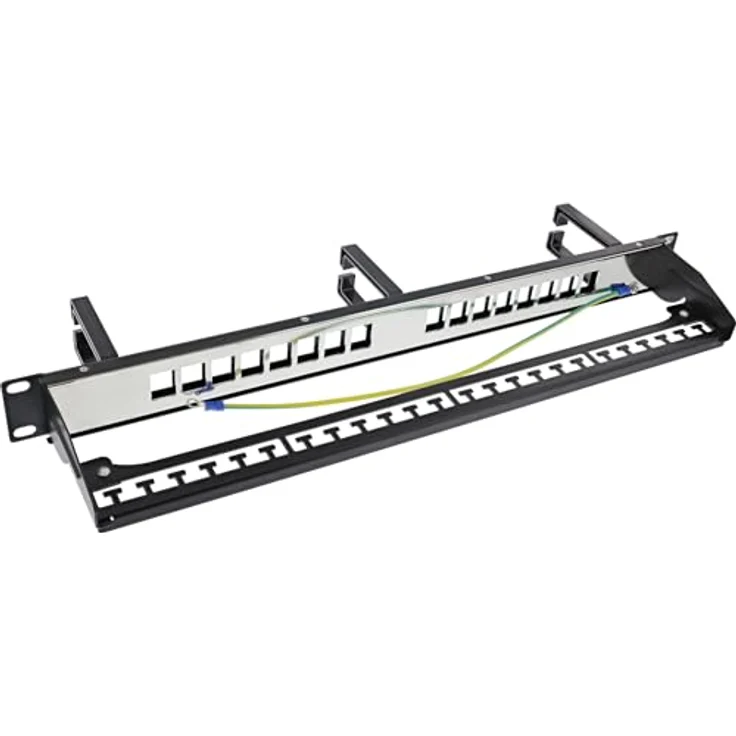 InLine Patchfeld 16-Fach Keystone, 19" 1HE, mit 3 Kabelbügeln, Leerpanel für Netzwerk & Multimedia, Rackmontage, Schwarz, 76822B – Bild 2
