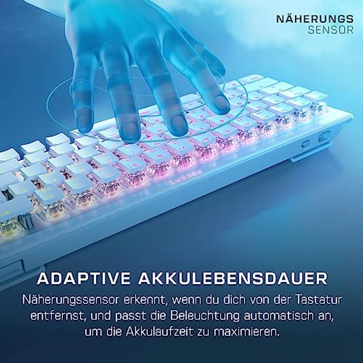 Roccat Vulcan II Mini Air – 65 Prozent wireless optische mechanische Gaming-Tastatur, anpassbare RGB-Beleuchtung, abnehmbares Kabel, TITAN II Linear Schalter, Aluminiumplatte, Weiß – Bild 4