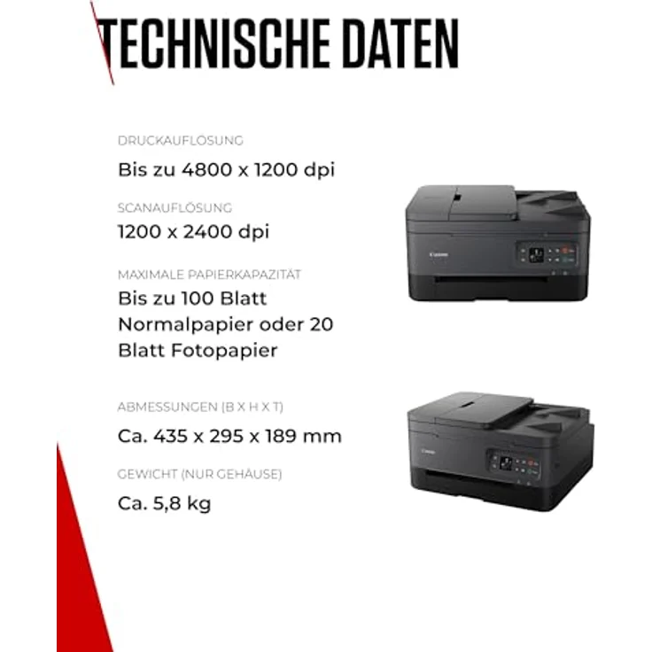 Canon PIXMA TS7450i Multifunktionsdrucker DIN A4 - Farbtintenstrahldrucker schwarz (Scanner, Kopierer, kabelloser Drucker, ADF, WLAN, LCD, 4800 x 1200 DPI) kompatibel mit Drucker ABO PIXMA Print Plan – Bild 6
