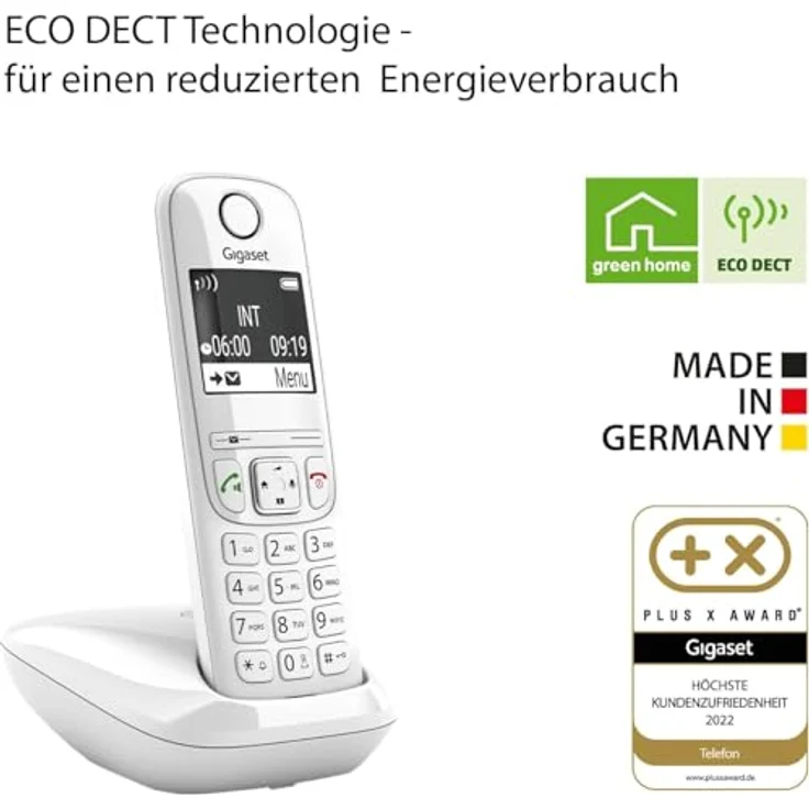 Gigaset AS690 - Schnurlostelefon ohne Anrufbeantworter - DECT-Telefon mit Freisprechfunktion, großes Display, große Tasten - Festnetztelefon, weiß - Preisvergleich – Bild 5
