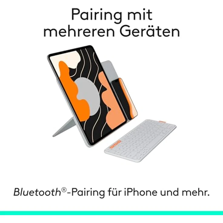Logitech Flip Folio Tastatur-Case für iPad Pro und Air 13 Zoll, Bluetooth, integriertes Touchpad, hellgrau – Bild 7