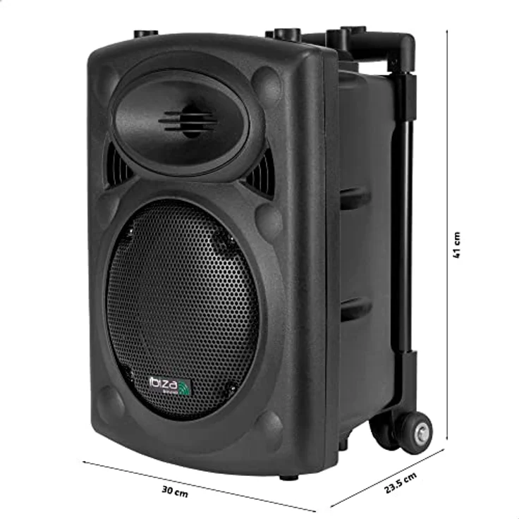 Ibiza Port8VHF-N DJ PA Karaoke Anlage mobile PA-Box Lautsprecherbox (Akku-Betrieb, Trolley, Mp3-fähige USB-SD-Slots, 400W, Fernbedienung, 2x Mikrofon) schwarz – Bild 6