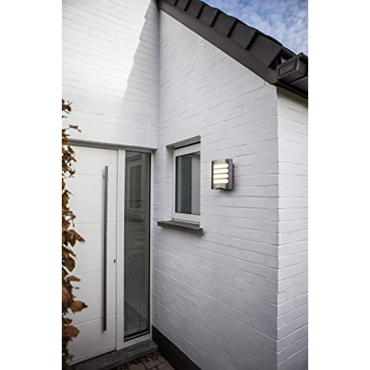 LUTEC LED Außenwandleuchte Farell,Wandleuchte in Edelstahl,Außenlampe m.Bewegunsmelder u. Timer,Erfassungswinkel 180°,moderne Wandlampe – Bild 2