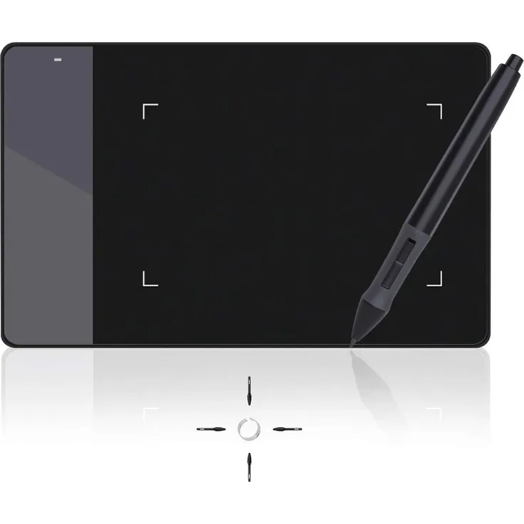HUION 420 OSU Grafiktablett, 4x2.23 Zoll aktive Fläche, Druckempfindlicher Stift mit 2048 Druckstufen, Kompatibel mit Windows und Mac OS