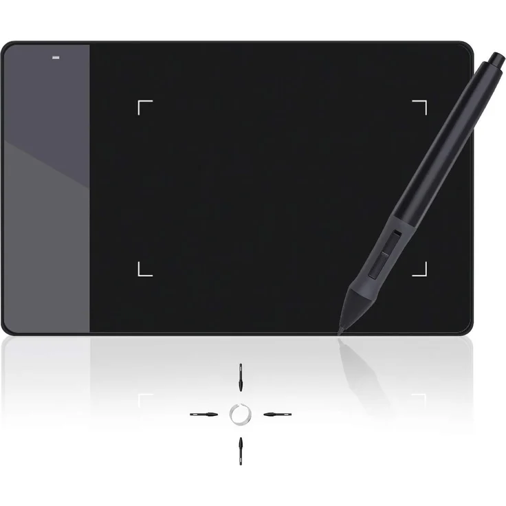 HUION 420 OSU Grafiktablett, 4x2.23 Zoll aktive Fläche, Druckempfindlicher Stift mit 2048 Druckstufen, Kompatibel mit Windows und Mac OS
