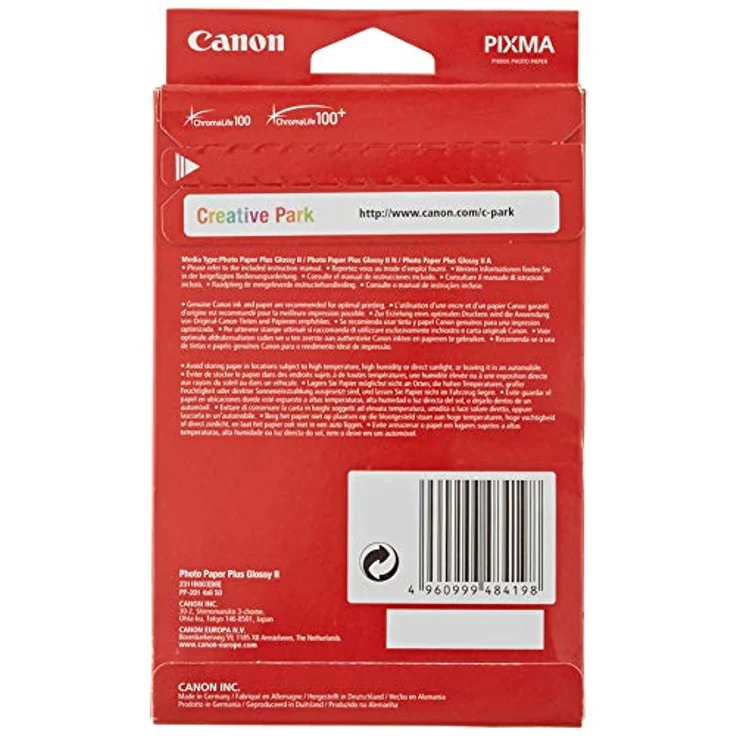 Canon Photo Paper Plus II PP-201 - Fotopapier, glänzend - 100 x 150 mm - 260 g/m2 - 50 Blatt (2311B003) – Bild 2