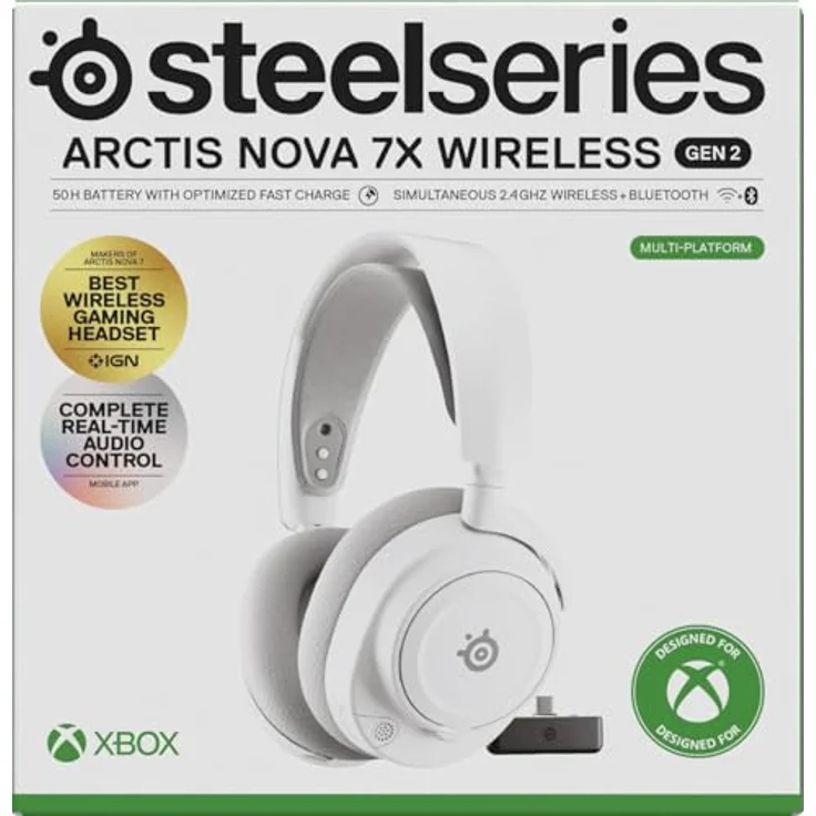 SteelSeries Arctis Nova 7X Gen 2, Kabelloses Gaming Headset mit Rauschunterdrückung und 40 mm Treiber, Weiss – Bild 17
