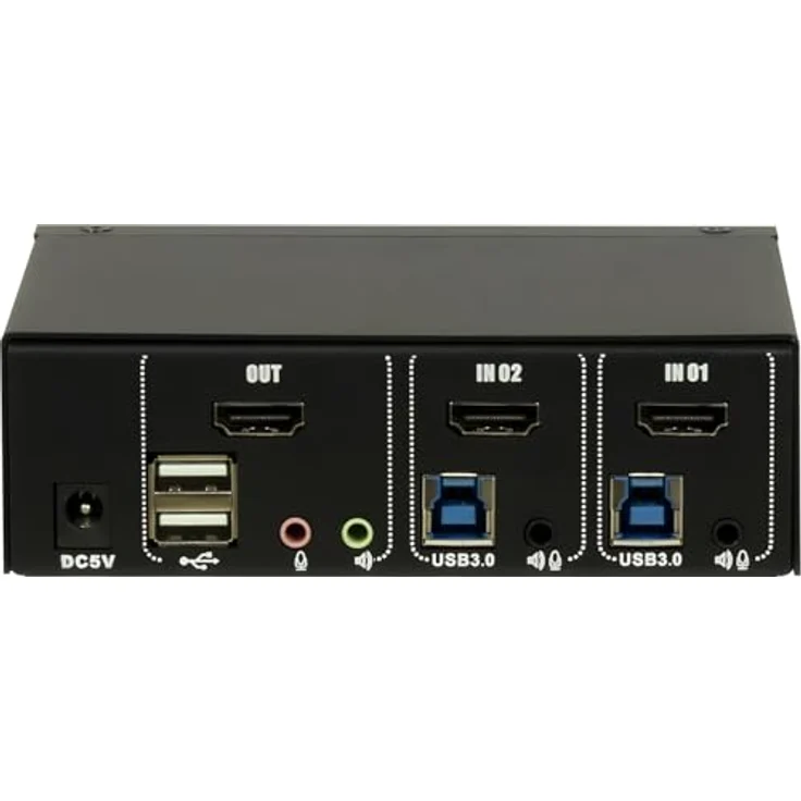 Intertech KVM Switch AS-21HUS, 2-Port Desktop Switch mit 4K@60Hz Auflösung, Schwarz – Bild 2