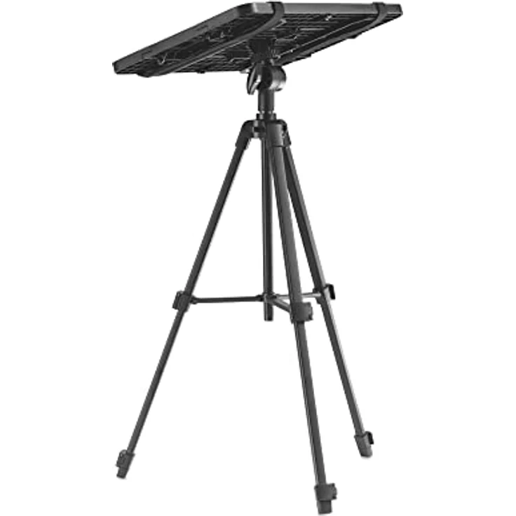 PureMounts® Projektor Standfuß, leichtes und faltbares Beamer-Stativ, belastbar bis 6kg, mit Wasserwaage und Gurtsystem, schwarz – Bild 3