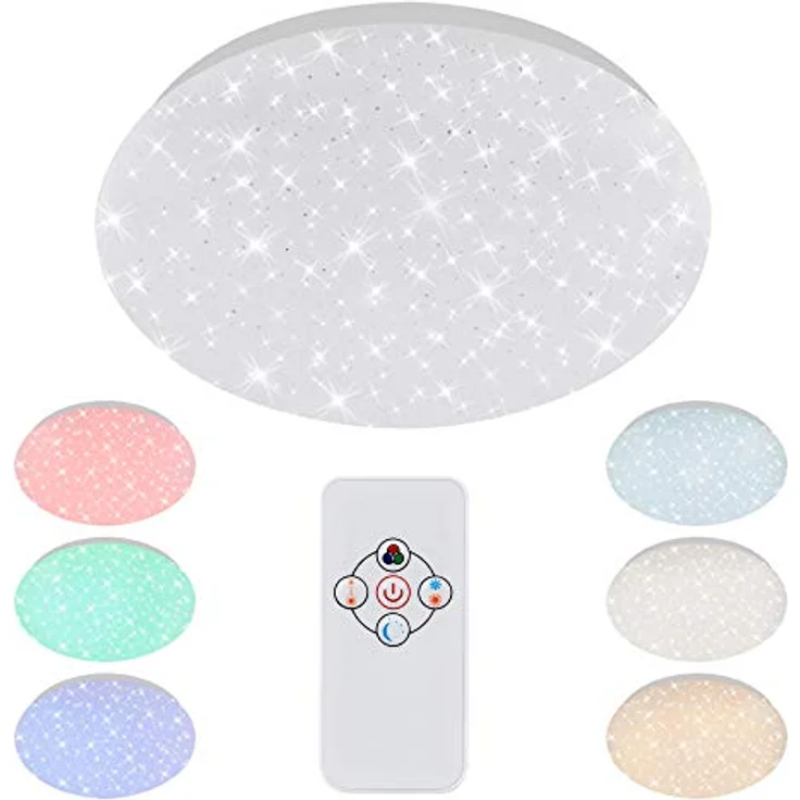Briloner Leuchten LED Deckenleuchte mit Fernbedienung, Farbwechsel-Option, Nachtlichtfunktion, dimmbar, Metall, 10 W, weiß – Bild 5