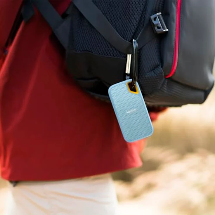 SanDisk 1TB Extreme Portable SSD - Up to 1050MB/s, USB-C, IP65 Wasser- und Staubbeständigkeit, Karabinerschlaufe - SDSSDE61-1T00-G25B – Bild 2